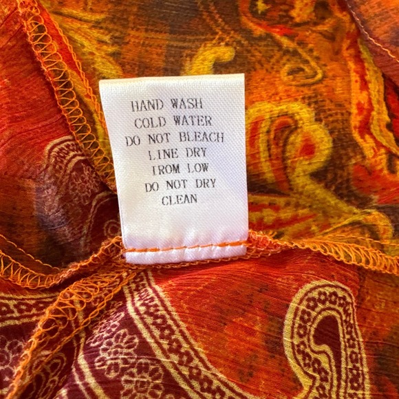 AndTheWhy Rust Oversized Paisley‎ Tie Front Top Large Pre-owned - Picture 6 of 6
